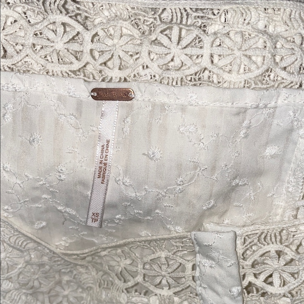 Free People XS lace Trimmed White Blouse